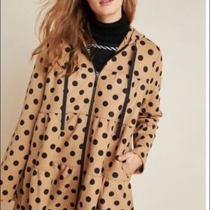 Eva Franco Anthropologie Maybelle Polka Dot Tiered Jacket Hooded Zip Up - size L